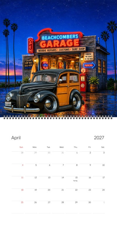 2027 Woodie Neon Calendar 39SURFN-CA