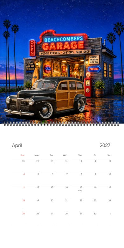2027 Woodie Neon Calendar 4PUN873-CA