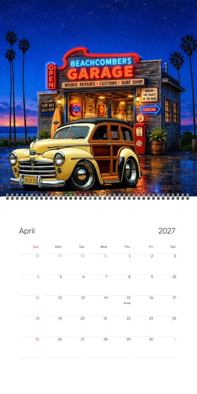 2027 Woodie Neon Calendar 7V3133-CA