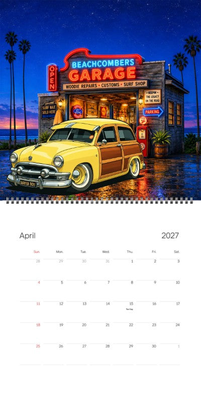 2027 Woodie Neon Calendar BEACHGY-CA