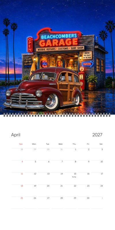 2027 Woodie Neon Calendar EASTBAY-CA