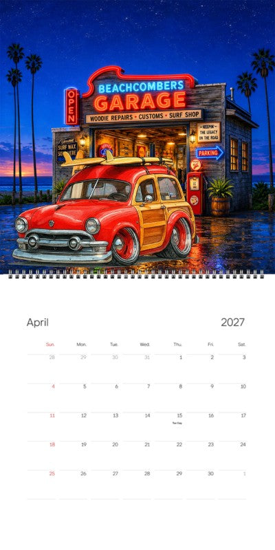 2027 Woodie Neon Calendar OLDSRFR-CA