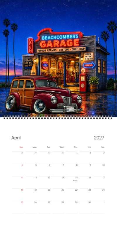 2027 Woodie Neon Calendar OUTSYD-CA