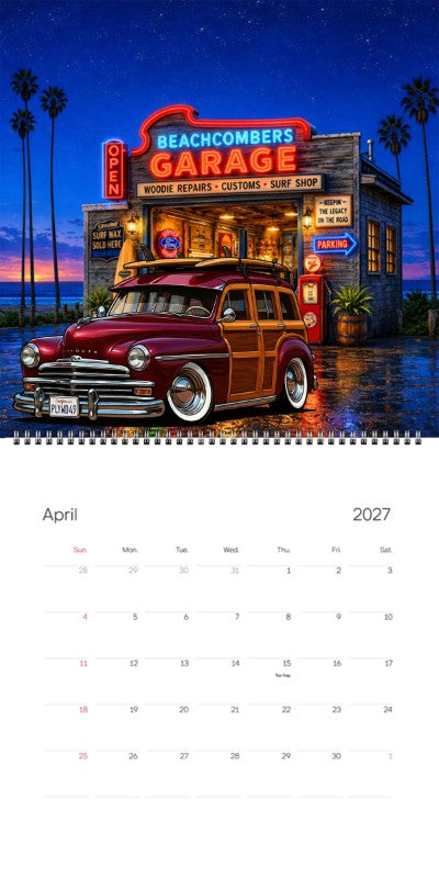 2027 Woodie Neon Calendar PLYWD49-CA