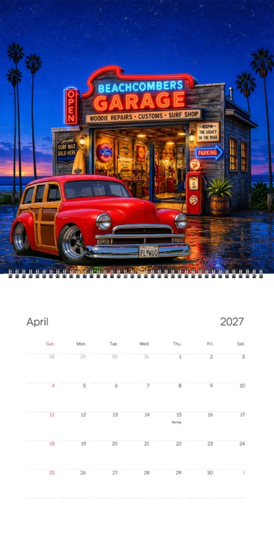 2027 Woodie Neon Calendar PLYWUD-CA