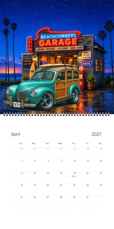 2027 Woodie Neon Calendar SRFRJO-HI