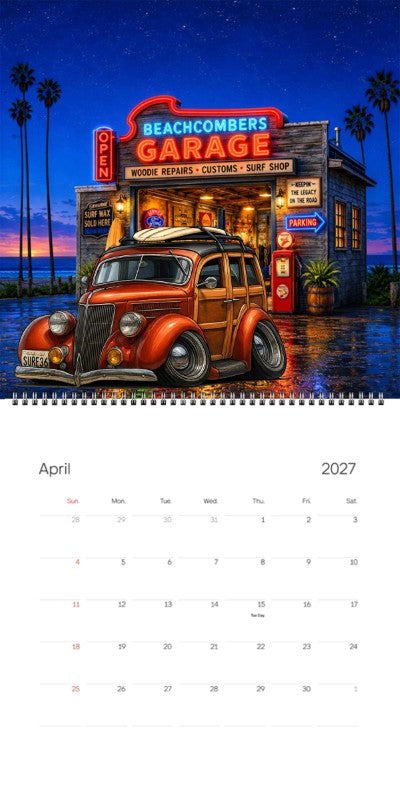 2027 Woodie Neon Calendar SURF36-CA