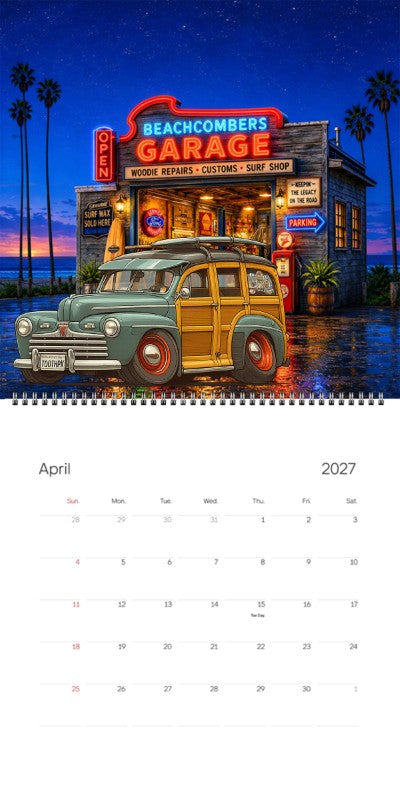 2027 Woodie Neon Calendar TOOTHPK-CA