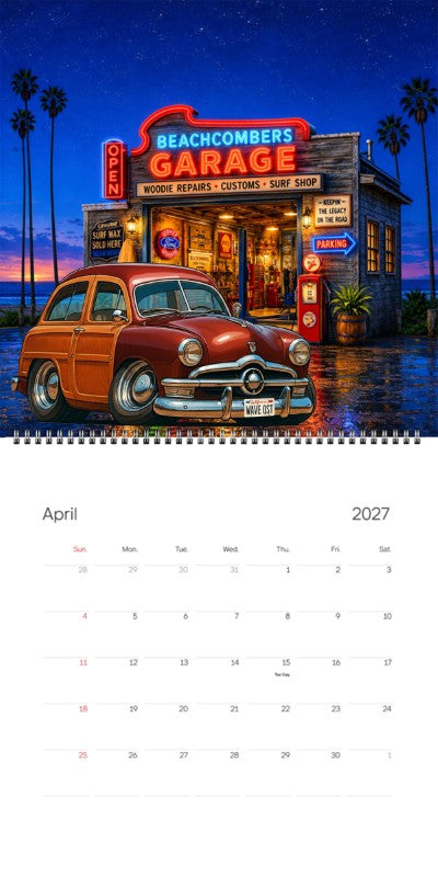 2027 Woodie Neon Calendar WAVEQST-CA