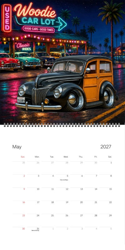 2027 Woodie Neon Calendar 39SURFN-CA