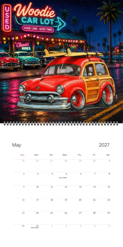 2027 Woodie Neon Calendar OLDSRFR-CA