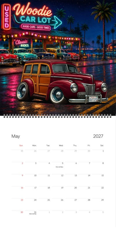 2027 Woodie Neon Calendar OUTSYD-CA