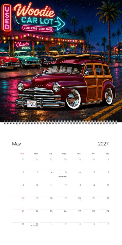 2027 Woodie Neon Calendar PLYWD49-CA