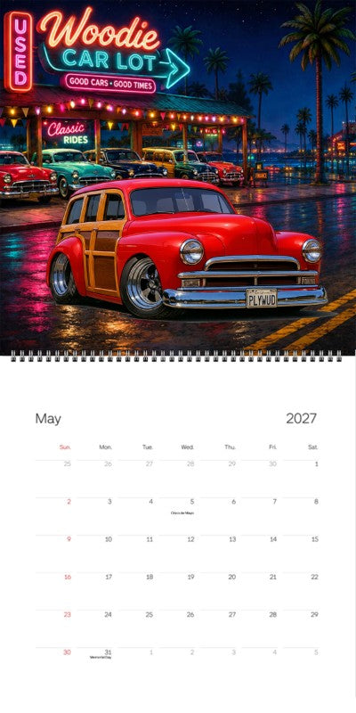 2027 Woodie Neon Calendar PLYWUD-CA