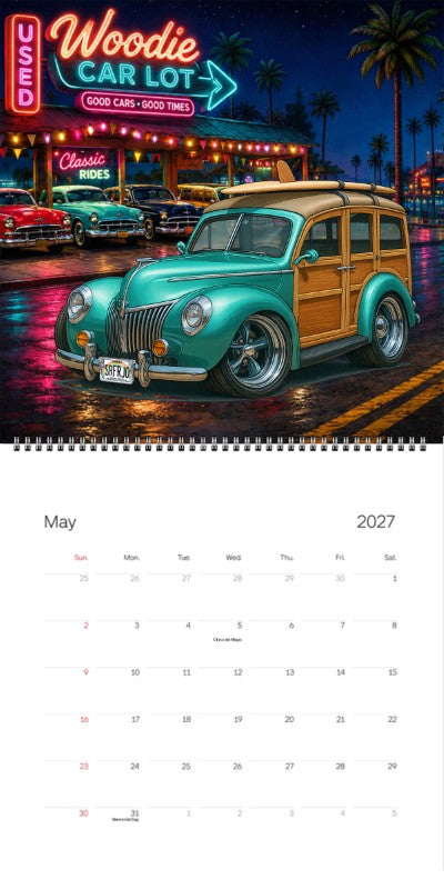 2027 Woodie Neon Calendar SRFRJO-HI