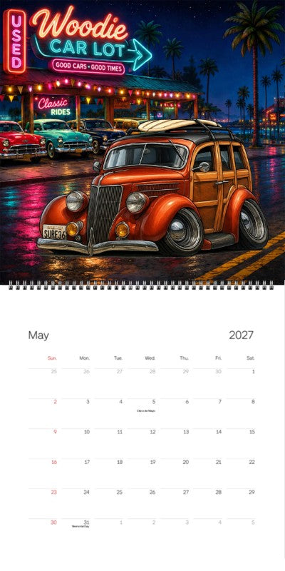 2027 Woodie Neon Calendar SURF36-CA