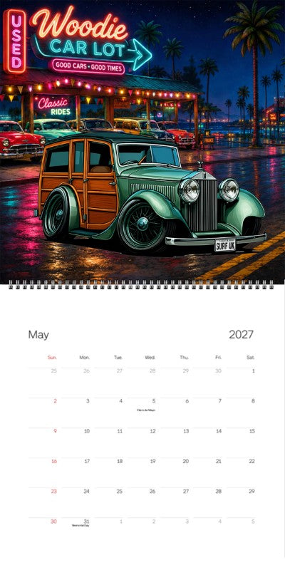 2027 Woodie Neon Calendar SURFUK-CA