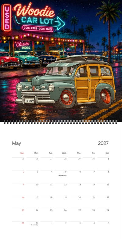 2027 Woodie Neon Calendar TOOTHPK-CA