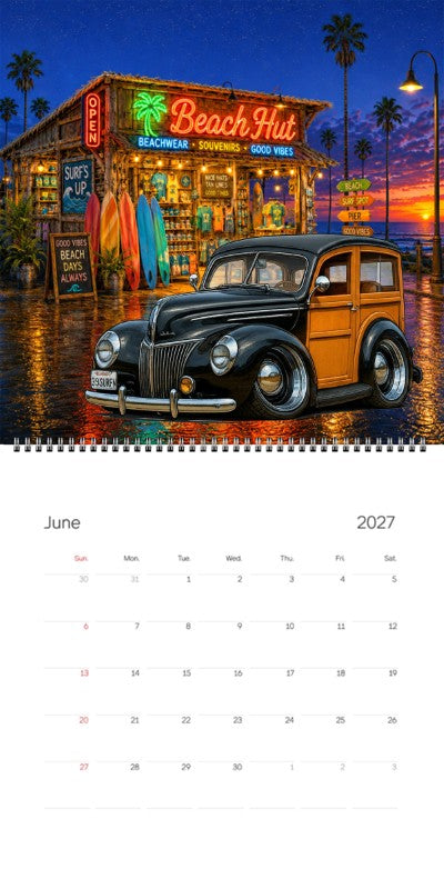 2027 Woodie Neon Calendar 39SURFN-CA