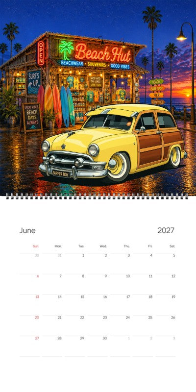2027 Woodie Neon Calendar BEACHGY-CA