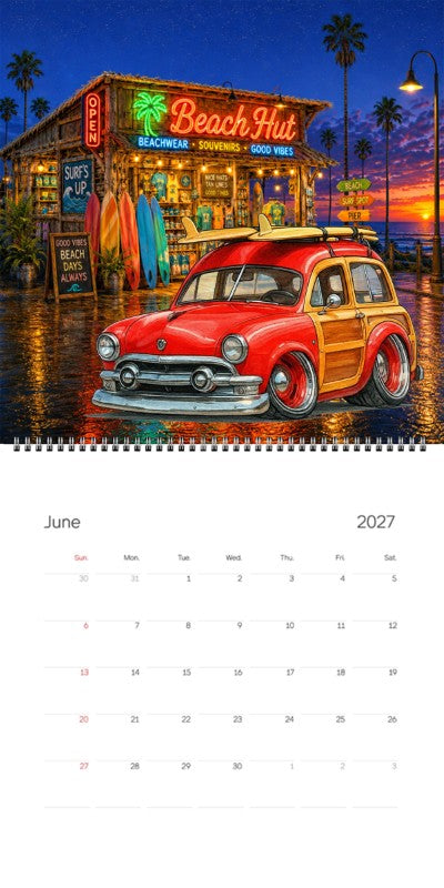 2027 Woodie Neon Calendar OLDSRFR-CA