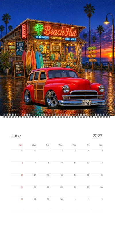 2027 Woodie Neon Calendar PLYWUD-CA