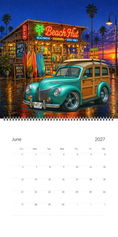 2027 Woodie Neon Calendar SRFRJO-HI