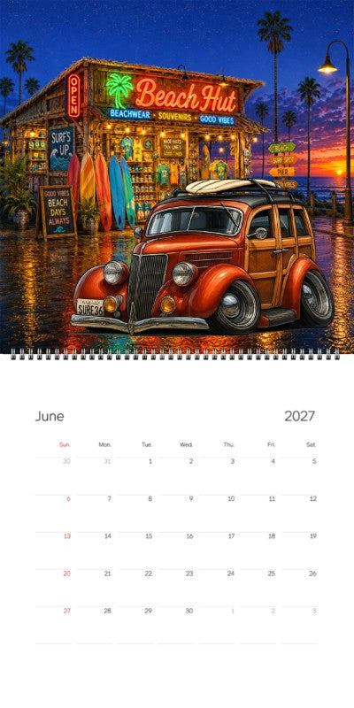 2027 Woodie Neon Calendar SURF36-CA
