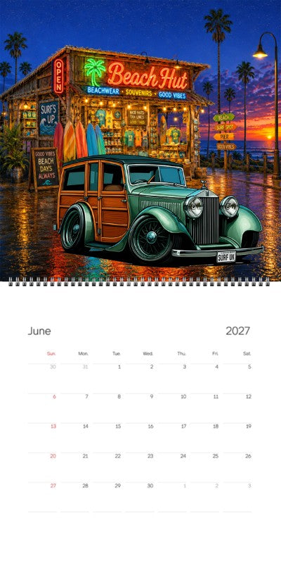 2027 Woodie Neon Calendar SURFUK-CA