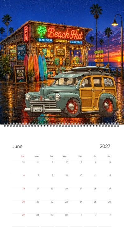 2027 Woodie Neon Calendar TOOTHPK-CA