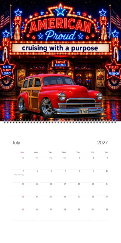 2027 Woodie Neon Calendar PLYWUD-CA