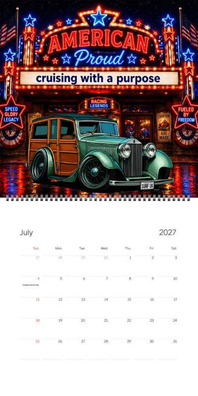 2027 Woodie Neon Calendar SURFUK-CA