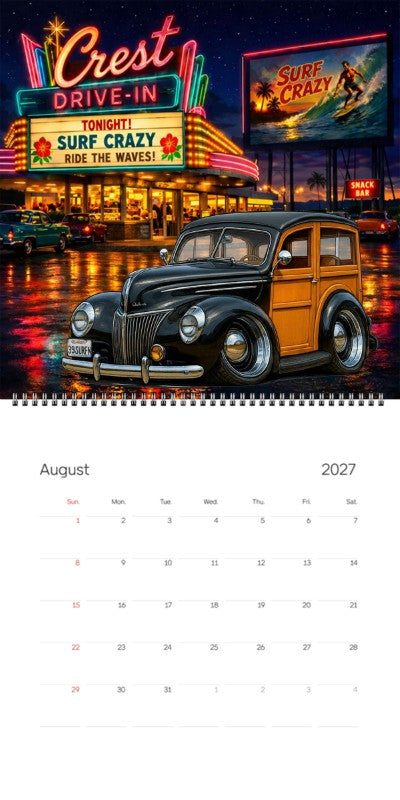 2027 Woodie Neon Calendar 39SURFN-CA