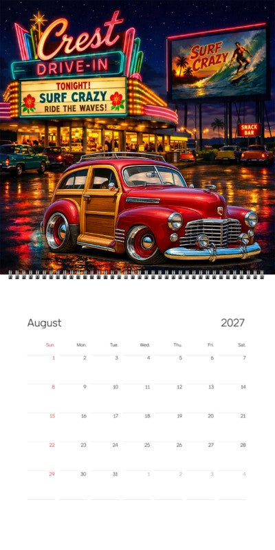 2027 Woodie Neon Calendar 7HIB186-CA