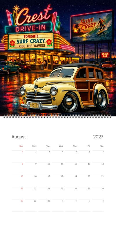 2027 Woodie Neon Calendar 7V3133-CA