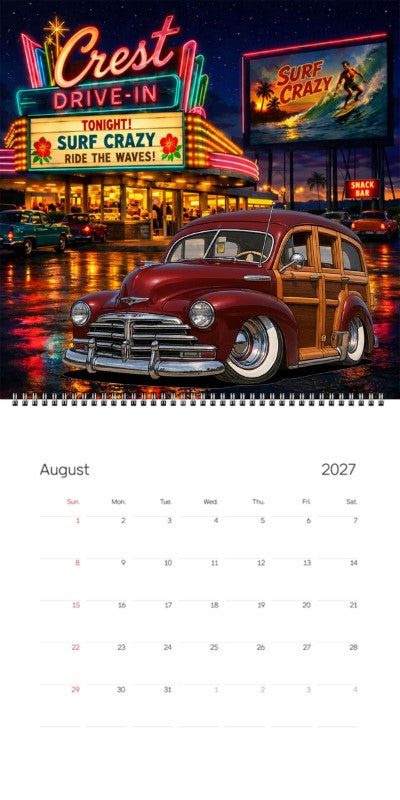 2027 Woodie Neon Calendar EASTBAY-CA