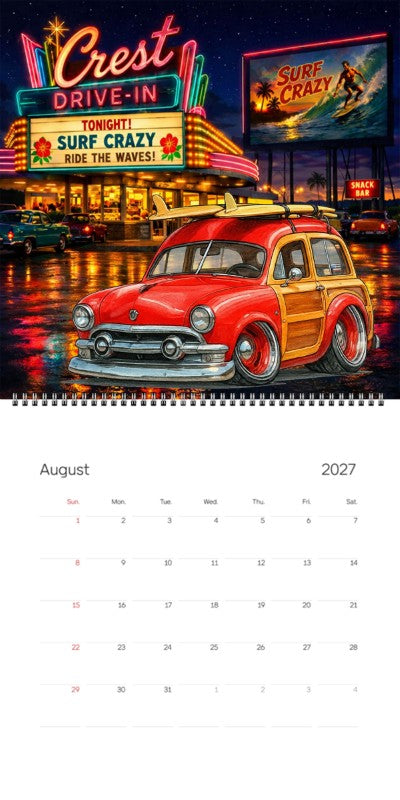 2027 Woodie Neon Calendar OLDSRFR-CA