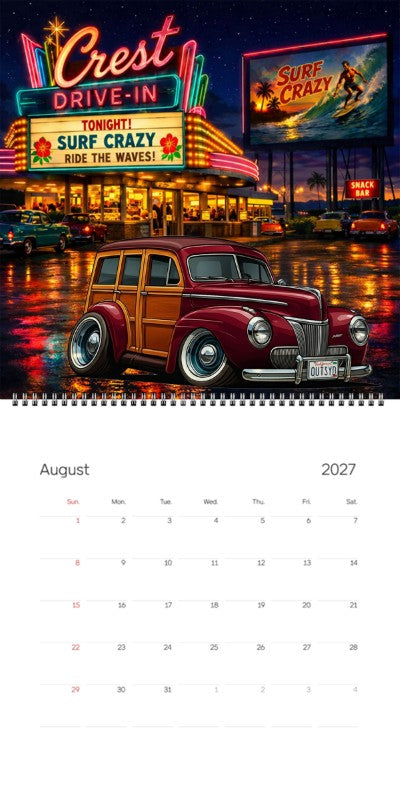 2027 Woodie Neon Calendar OUTSYD-CA
