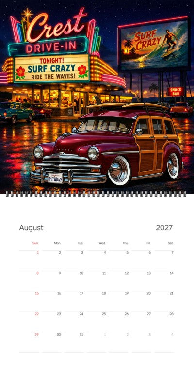 2027 Woodie Neon Calendar PLYWD49-CA