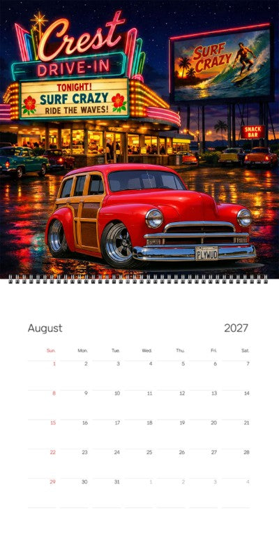 2027 Woodie Neon Calendar PLYWUD-CA