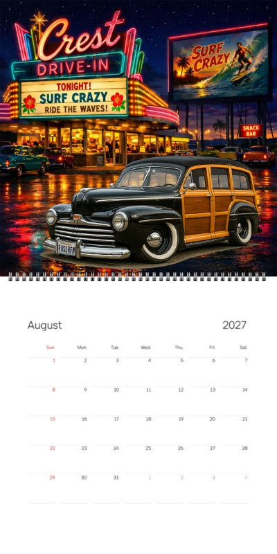 2027 Woodie Neon Calendar RUSURFN-CA