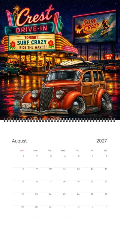2027 Woodie Neon Calendar SURF36-CA