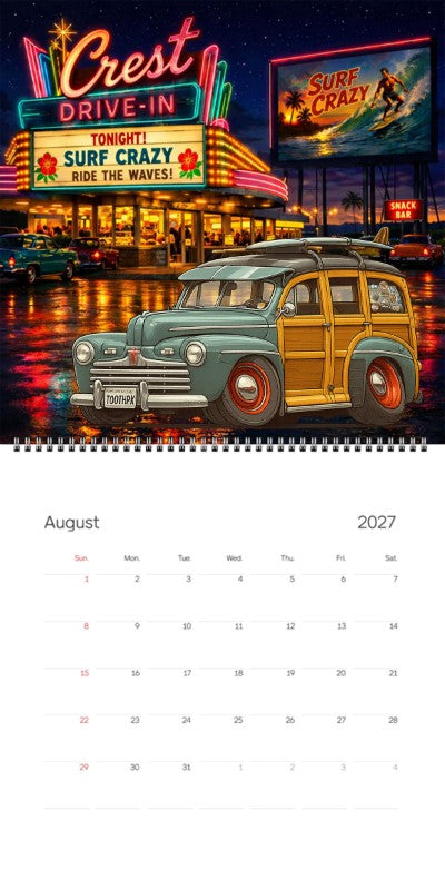 2027 Woodie Neon Calendar TOOTHPK-CA