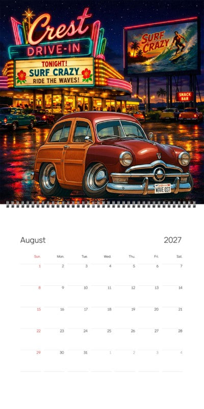 2027 Woodie Neon Calendar WAVEQST-CA
