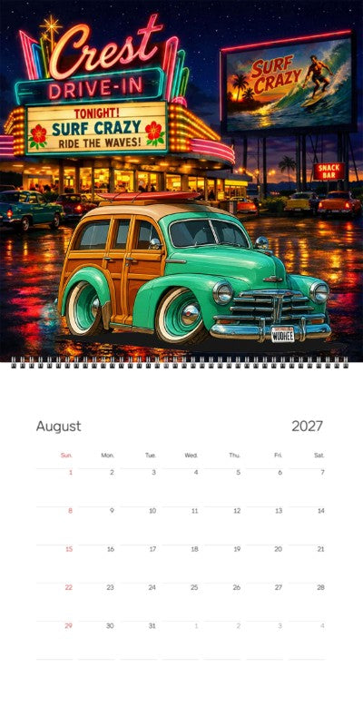 2027 Woodie Neon Calendar WUDHEE-CA