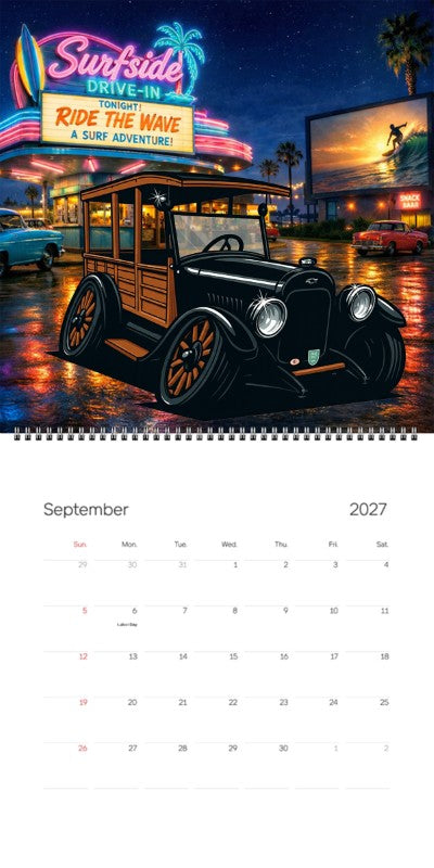 2027 Woodie Neon Calendar 200001-XX