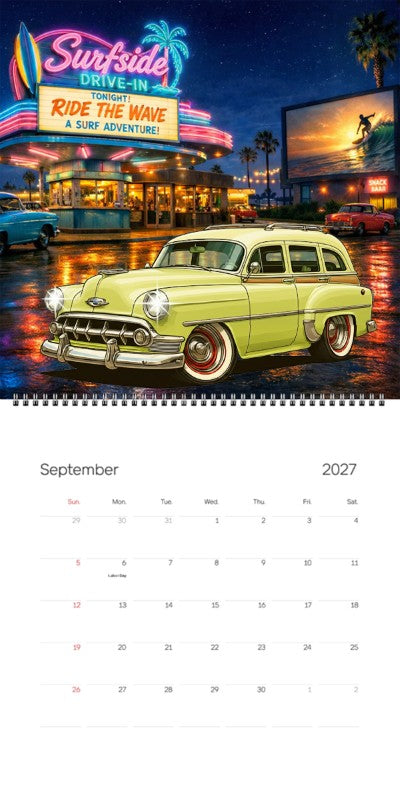 2027 Woodie Neon Calendar 200020-XX