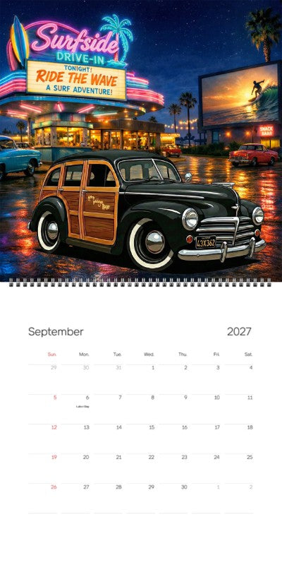 2027 Woodie Neon Calendar 43X362-CA