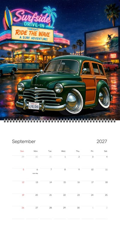 2027 Woodie Neon Calendar 49ALOHA-CA