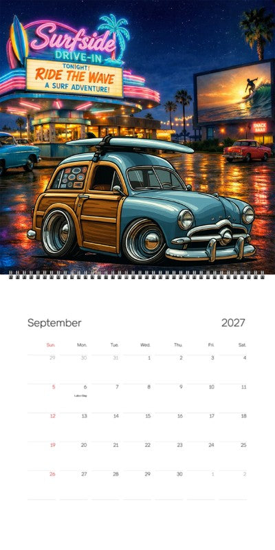 2027 Woodie Neon Calendar 49WUDEE-CA